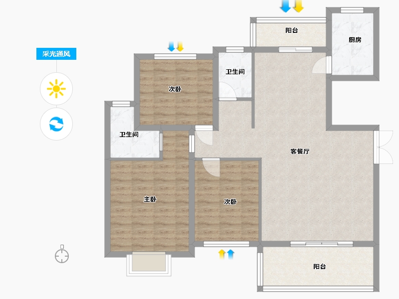 江西省-九江市-和兴首府-100.80-户型库-采光通风