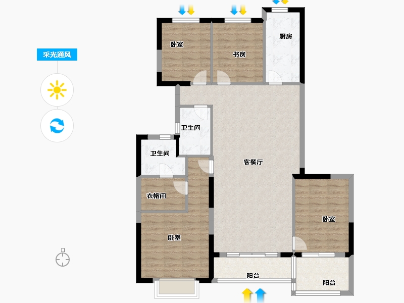 江苏省-泰州市-靖江恒大御景半岛-118.50-户型库-采光通风