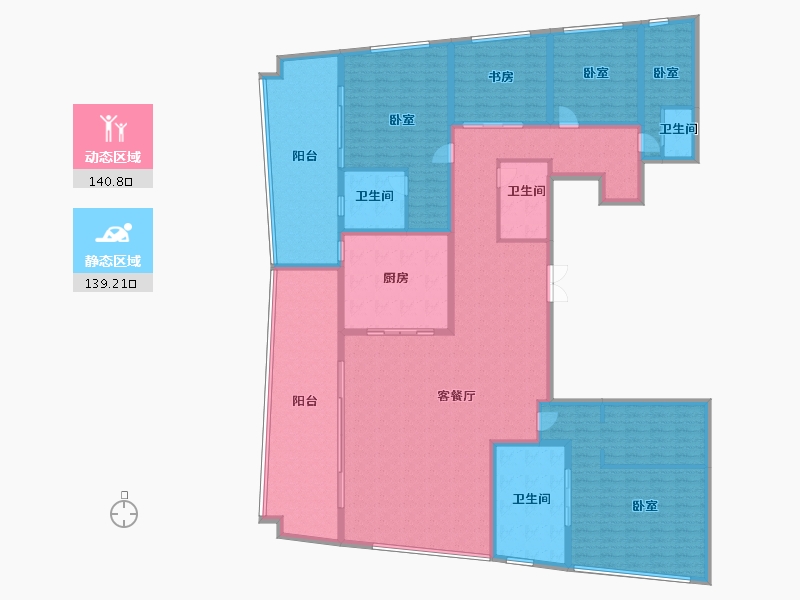 浙江省-杭州市-观雲钱塘城-256.00-户型库-动静分区