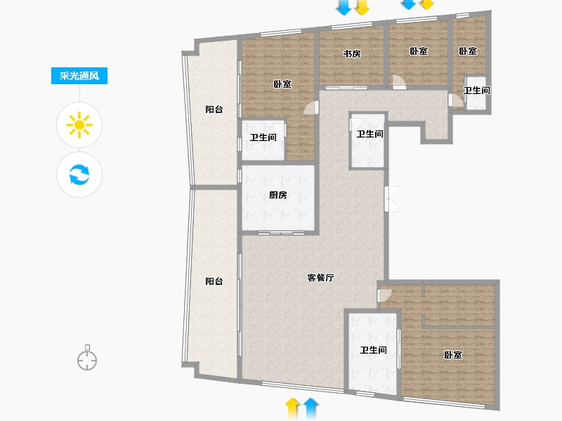 浙江省-杭州市-观雲钱塘城-256.00-户型库-采光通风