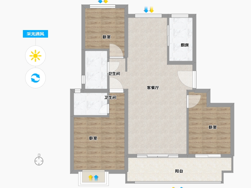 浙江省-绍兴市-合生杭州湾国际新城-92.00-户型库-采光通风