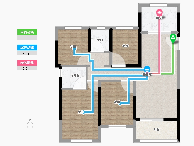 福建省-漳州市-金地宝嘉厦一城-84.00-户型库-动静线