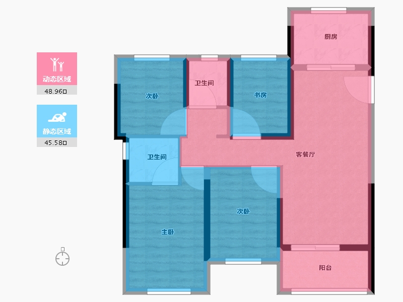 福建省-漳州市-金地宝嘉厦一城-84.00-户型库-动静分区