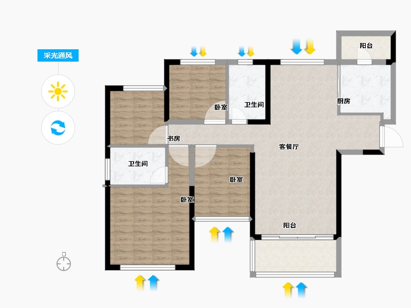 安徽省-芜湖市-芜湖恒大御府-114.00-户型库-采光通风