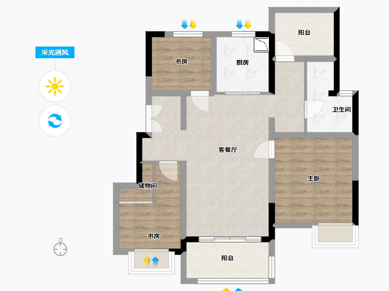 安徽省-合肥市-江山庐州印-78.77-户型库-采光通风