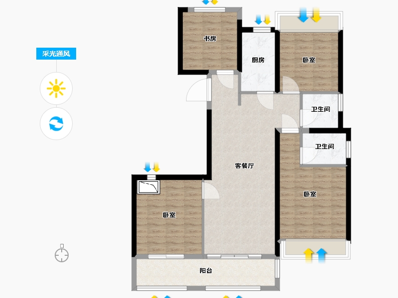 浙江省-温州市-大诚瓯江印象-102.00-户型库-采光通风