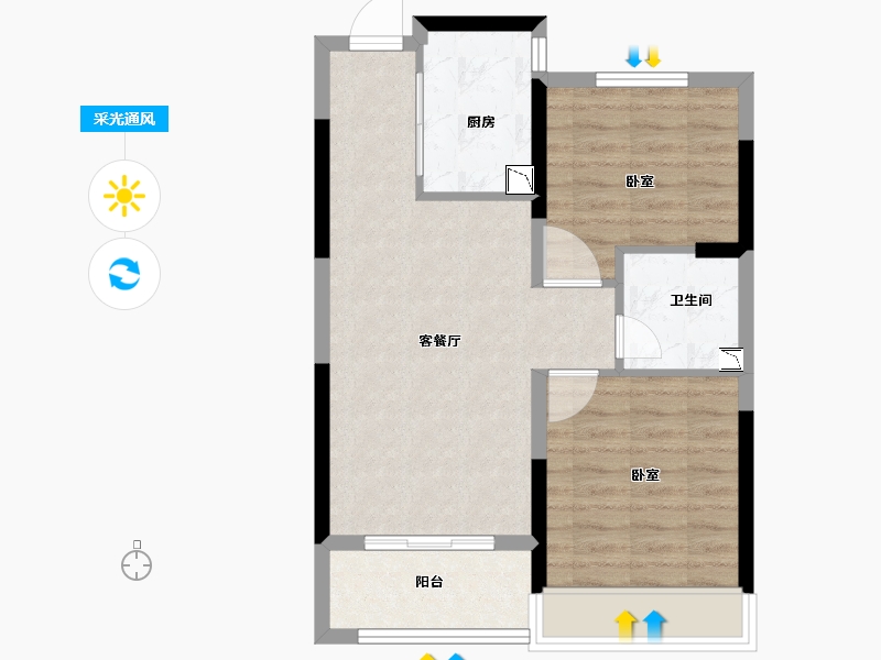 浙江省-金华市-东望文华-60.00-户型库-采光通风