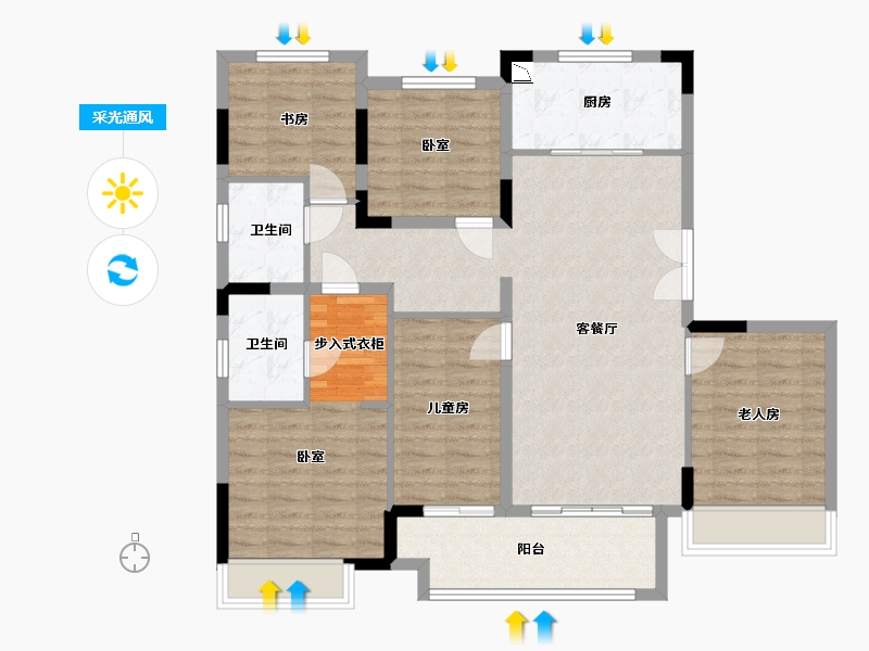 浙江省-湖州市-光明香樟园-113.00-户型库-采光通风