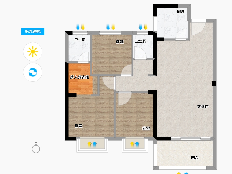 福建省-泉州市-城建水墨芳林-84.00-户型库-采光通风