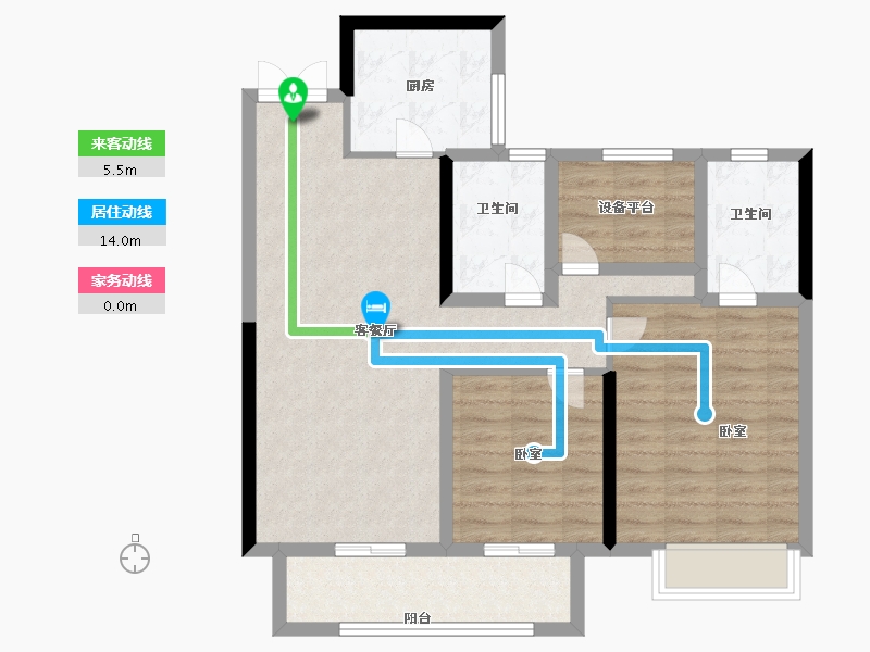 江苏省-镇江市-新城吾悦广场·金樾公馆-85.99-户型库-动静线