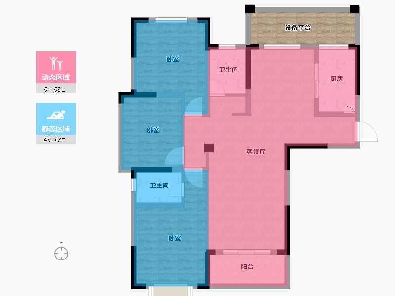 安徽省-合肥市-保来国际城-106.00-户型库-动静分区