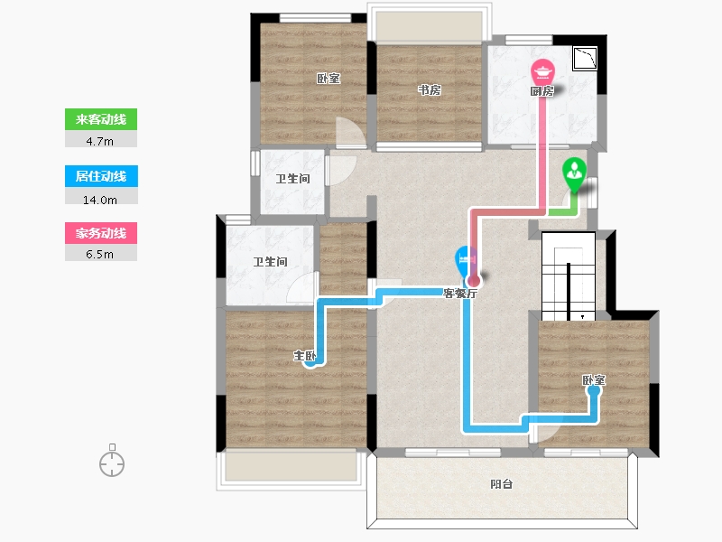 浙江省-杭州市-新希望美的长粼府-105.01-户型库-动静线