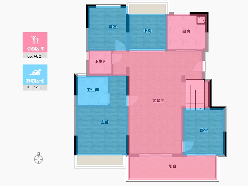 浙江省-杭州市-新希望美的长粼府-105.01-户型库-动静分区