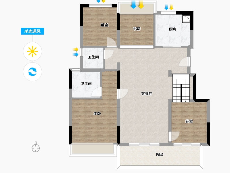 浙江省-杭州市-新希望美的长粼府-105.01-户型库-采光通风