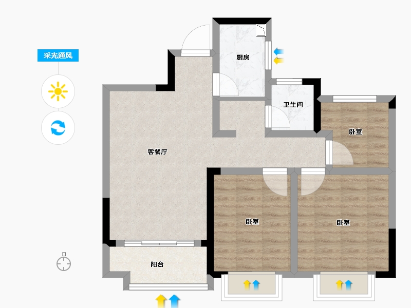 安徽省-合肥市-尚泽琪瑞公馆-70.00-户型库-采光通风