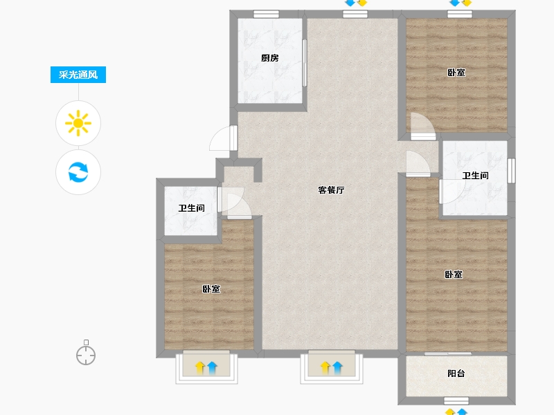 宁夏回族自治区-银川市-西湖裕景-102.80-户型库-采光通风