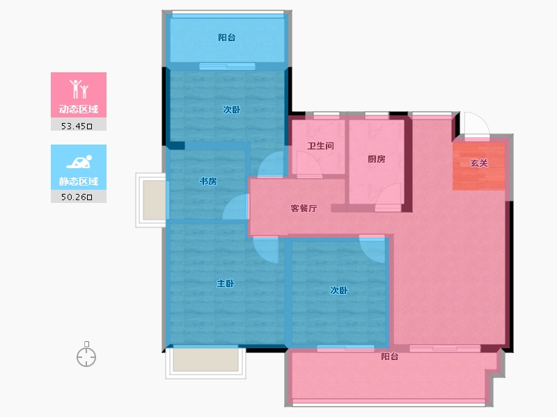 安徽省-阜阳市-佳海塞纳华庭-92.00-户型库-动静分区