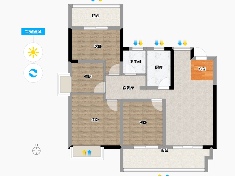 安徽省-阜阳市-佳海塞纳华庭-92.00-户型库-采光通风