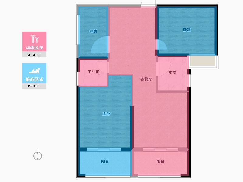 福建省-泉州市-绿创山语城-86.09-户型库-动静分区