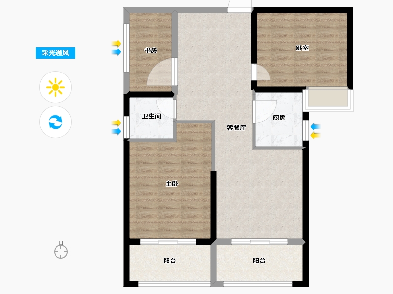 福建省-泉州市-绿创山语城-86.09-户型库-采光通风