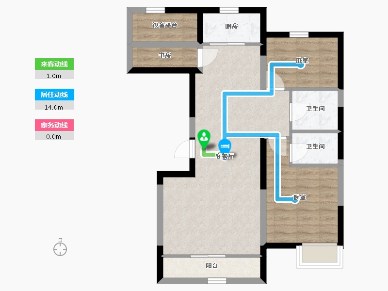 宁夏回族自治区-银川市-巨力·公园悦府-68.64-户型库-动静线