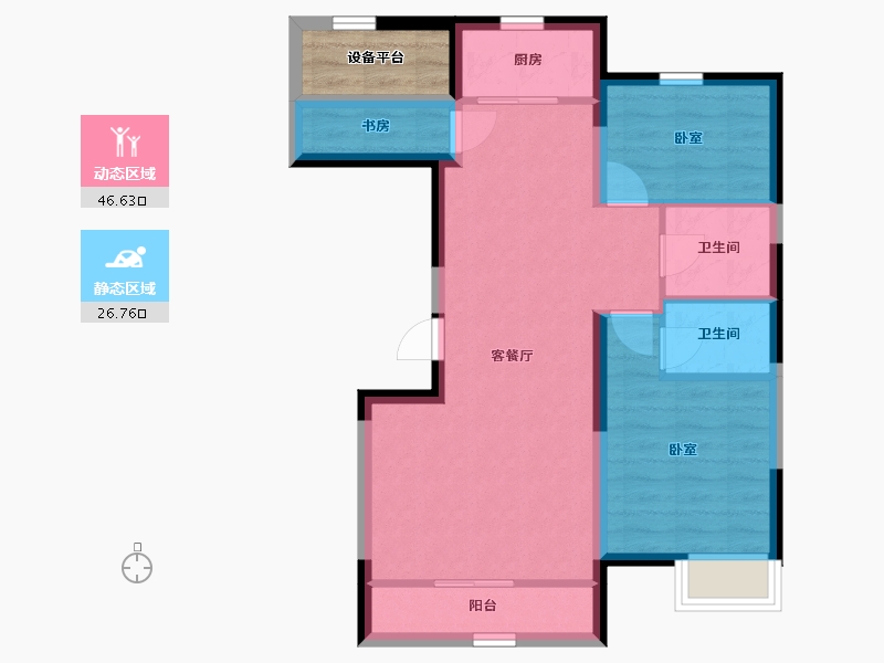 宁夏回族自治区-银川市-巨力·公园悦府-68.64-户型库-动静分区