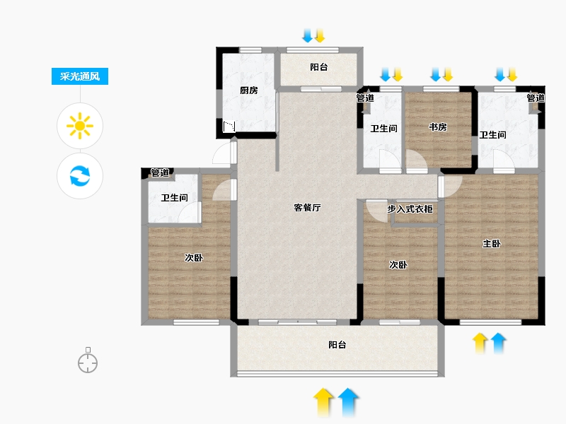 江苏省-泰州市-靖江龙信家园-146.00-户型库-采光通风