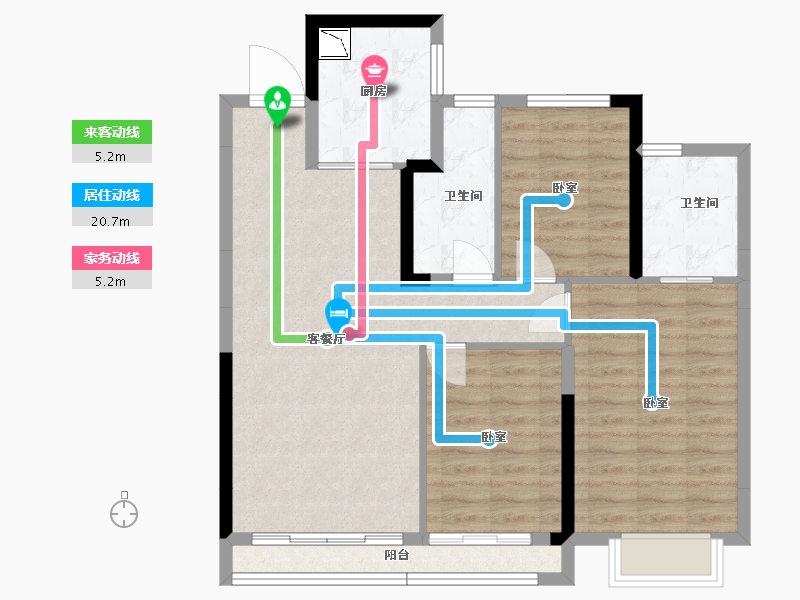 安徽省-合肥市-禹洲绿城蘭园-86.74-户型库-动静线