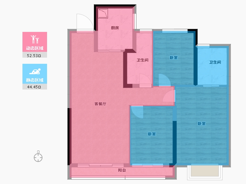 安徽省-合肥市-禹洲绿城蘭园-86.74-户型库-动静分区