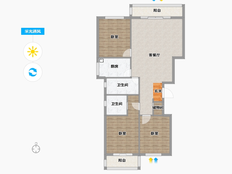 浙江省-衢州市-新湖牡丹园-112.00-户型库-采光通风