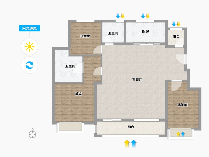 浙江省-宁波市-信达万科澜湖郡二期-119.48-户型库-采光通风