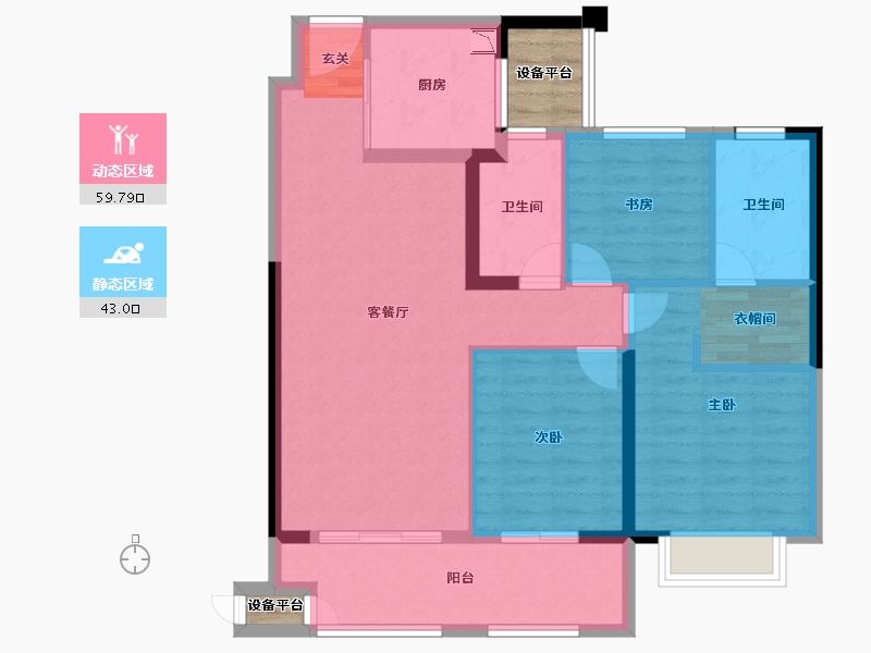 江苏省-常州市-新城樾隽-95.97-户型库-动静分区