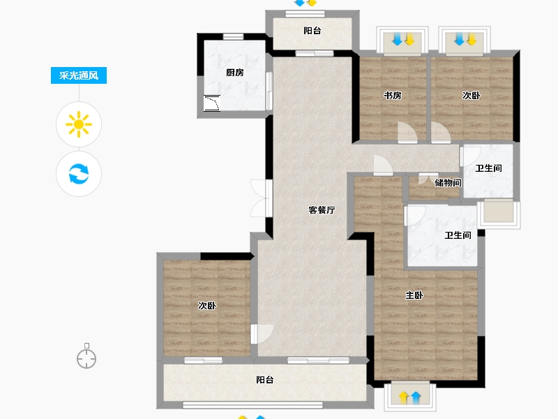 江苏省-南通市-绿城·蘭园-114.00-户型库-采光通风