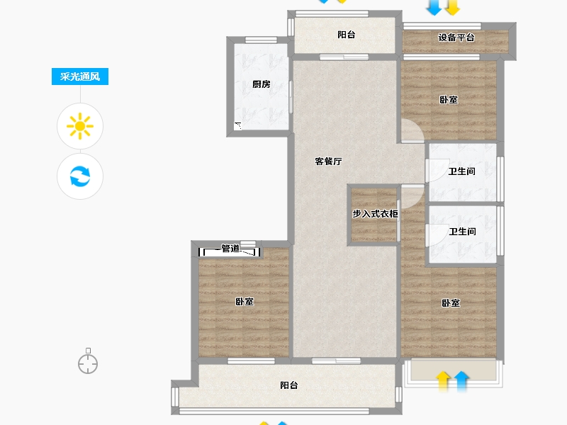 浙江省-衢州市-新湖牡丹园-115.89-户型库-采光通风