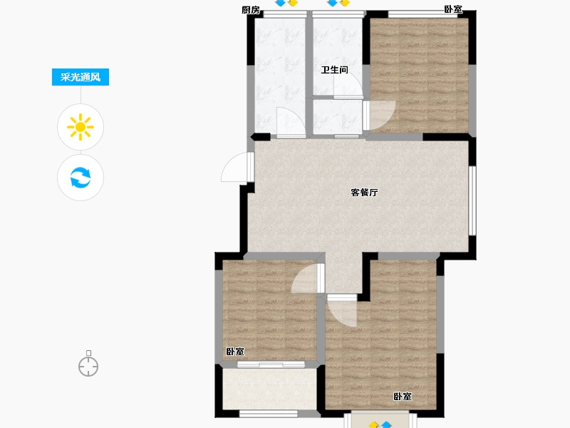 山东省-淄博市-苏相府-89.34-户型库-采光通风