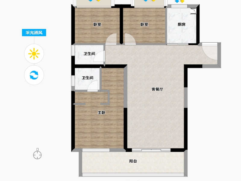 福建省-泉州市-石狮国宾壹号院-99.97-户型库-采光通风