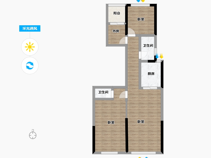 浙江省-湖州市-鲁能公馆-76.49-户型库-采光通风