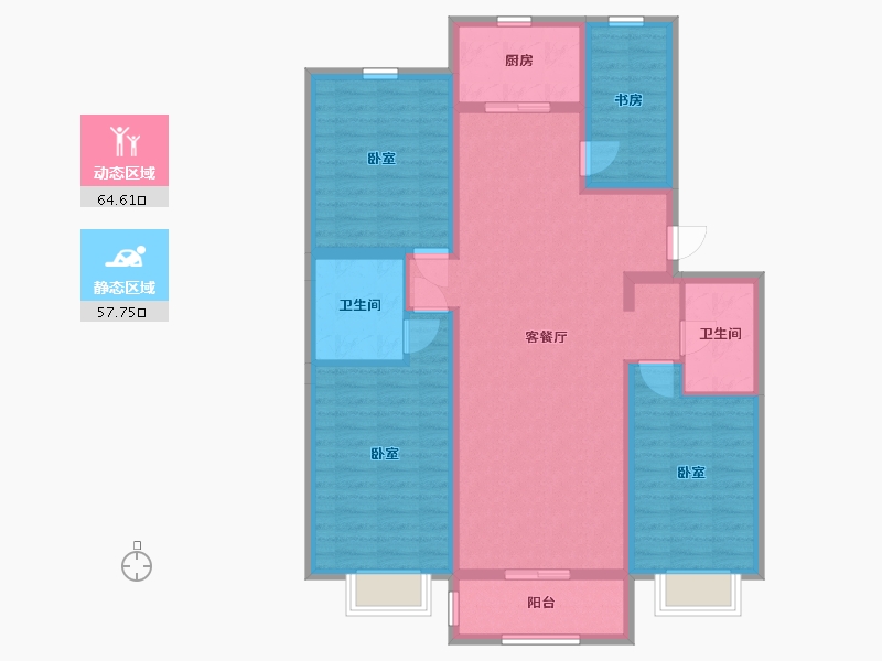 宁夏回族自治区-银川市-西湖裕景-109.25-户型库-动静分区