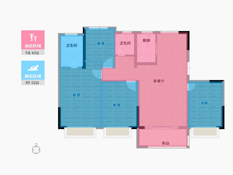 浙江省-宁波市-中交君玺-111.00-户型库-动静分区