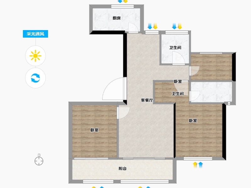 浙江省-温州市-高力铂金湾-91.00-户型库-采光通风