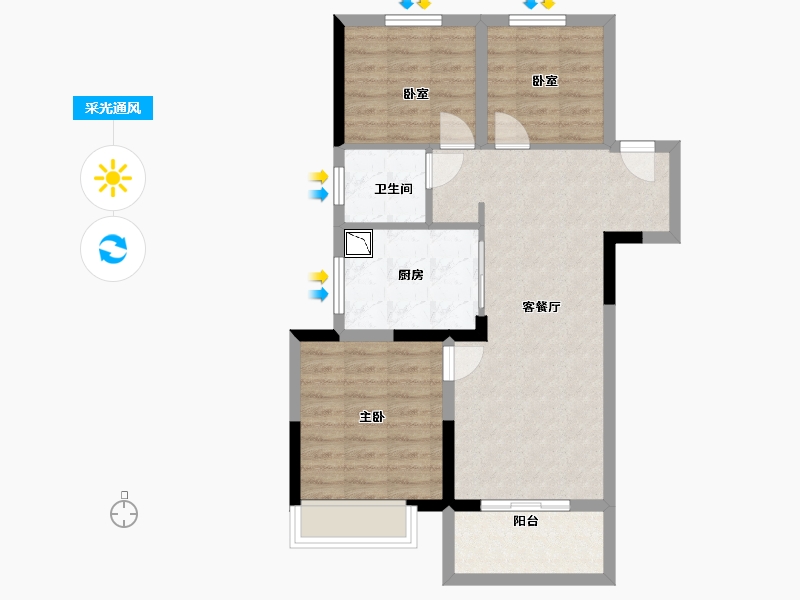 浙江省-杭州市-金地滨与城-71.43-户型库-采光通风