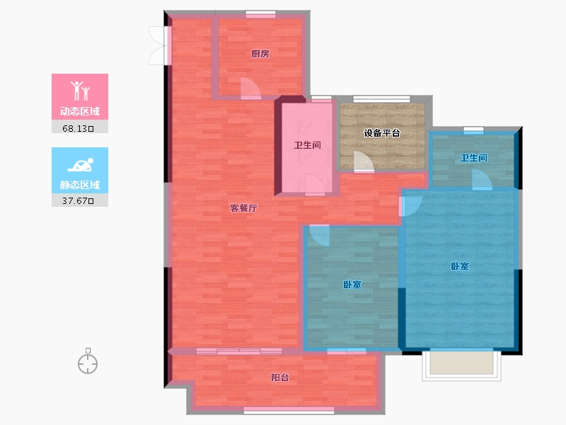 江苏省-镇江市-新城吾悦广场·金樾公馆-100.87-户型库-动静分区