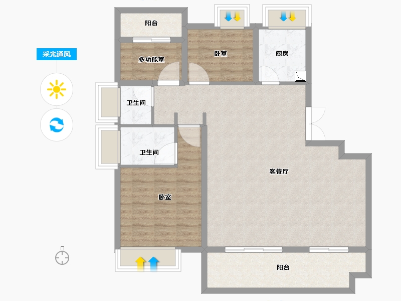 安徽省-合肥市-文一蜀溪湾-96.00-户型库-采光通风