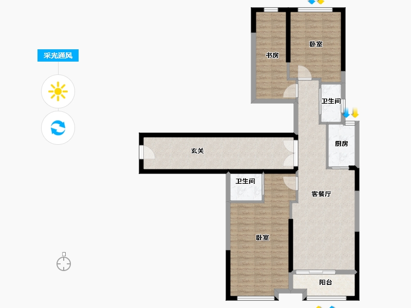 浙江省-湖州市-鲁能公馆-100.25-户型库-采光通风