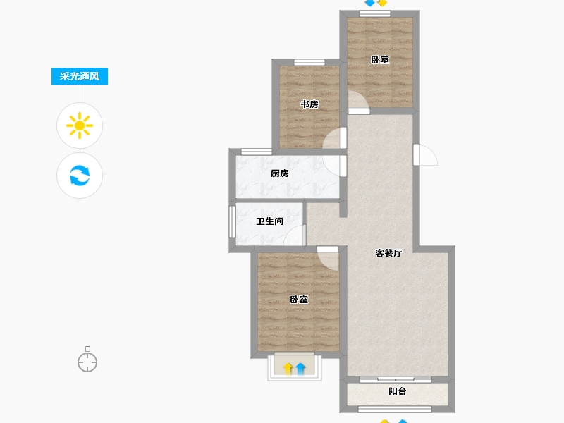 新疆维吾尔自治区-乌鲁木齐市-西雅美图小镇-73.57-户型库-采光通风