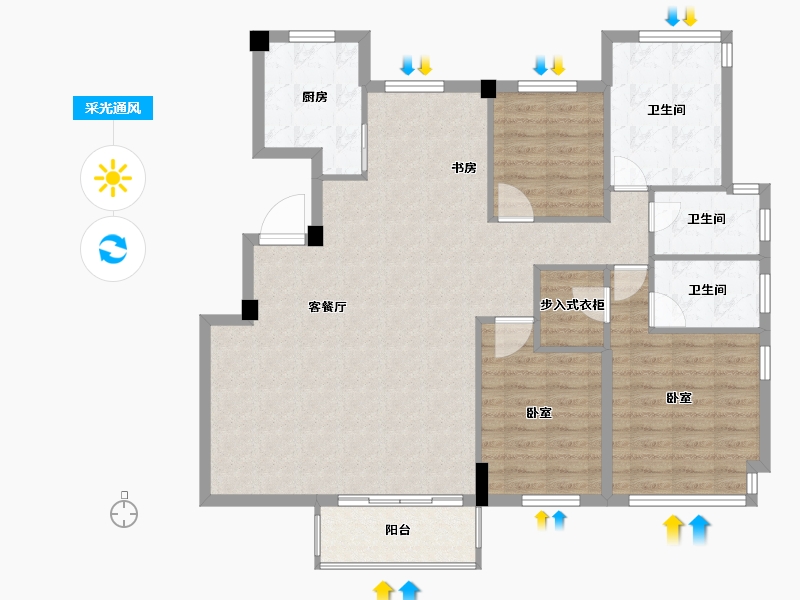 浙江省-绍兴市-祥生金麟府-114.00-户型库-采光通风