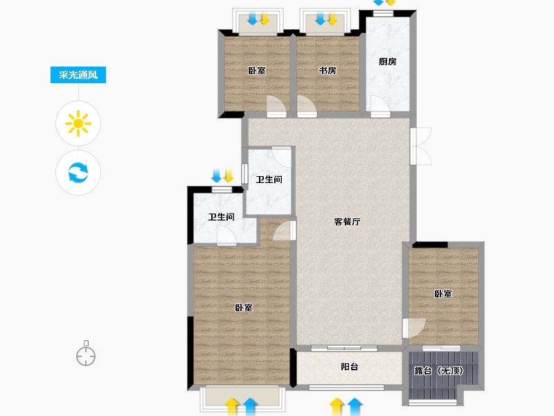 江苏省-镇江市-恒大港悦庭-115.95-户型库-采光通风