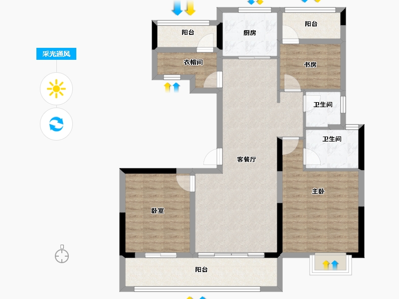 江西省-上饶市-德信·碧桂园·君宸府-100.00-户型库-采光通风