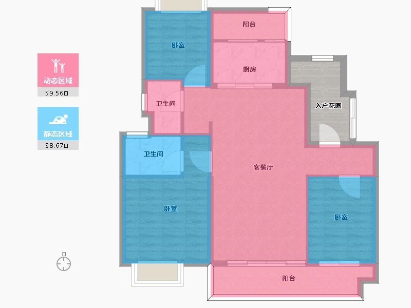 浙江省-宁波市-半山美庐-95.00-户型库-动静分区