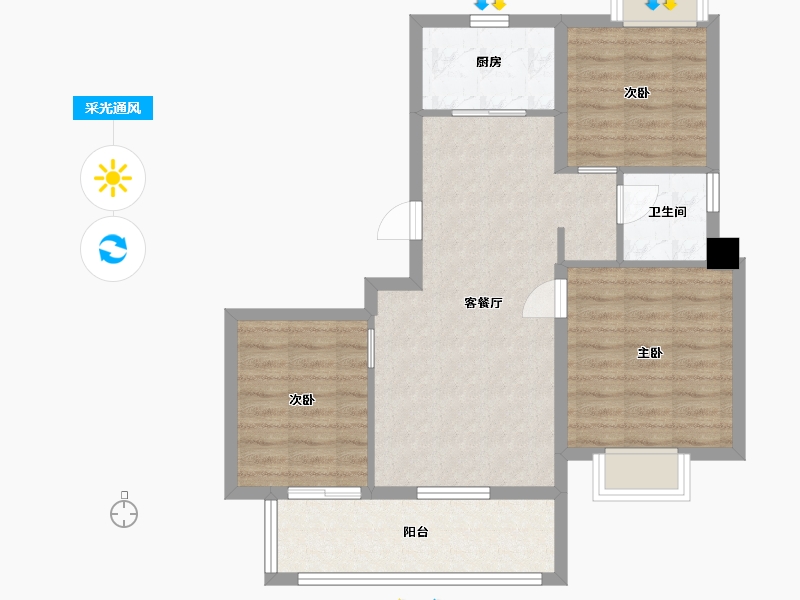 江西省-南昌市-文一锦门香溪南岸-72.81-户型库-采光通风